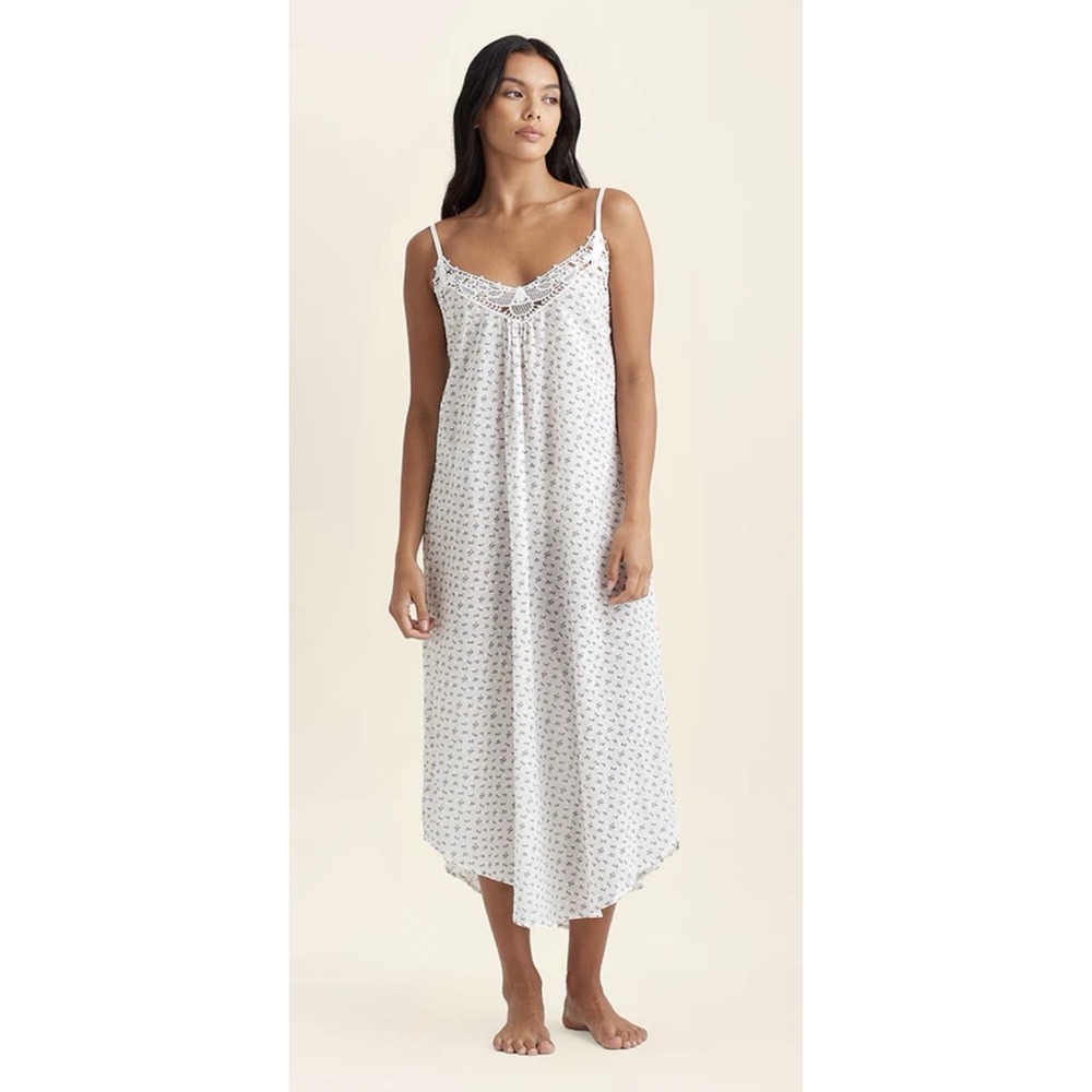 Papinelle Swiss Dot Lace Front Maxi Nightie Strawberry Floral XL Gown